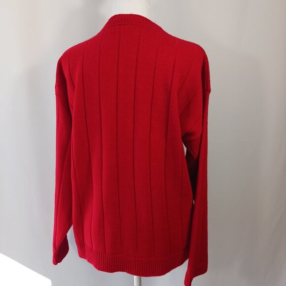 Norton McNaughton, Vintage Red Cardigan W/ Crest,  SZ Med. Collegiate, Academia - Picture 6 of 14